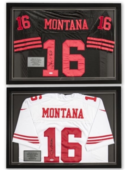 Joe Montana Signed and Framed San Francisco 49ers Jerseys (2)